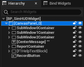 BP_SimHUDWidget Canvas Panel Location